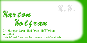 marton wolfram business card